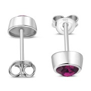 Amethyst CZ Silver Stud Earrings, e426st